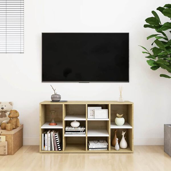 vidaXL Shoe Bench White and Sonoma Oak 103x30x55 cm Engineered Wood