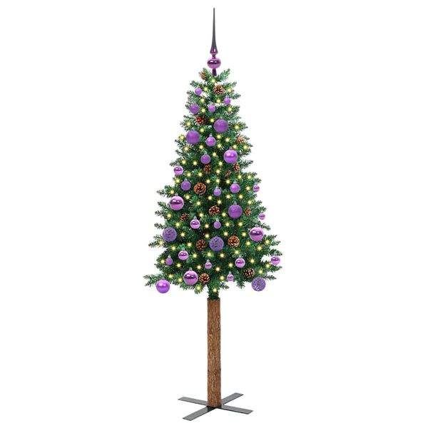 vidaXL Slim Christmas Tree Green 150 cm PVC and Solid Pine wood