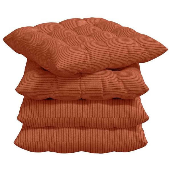 vidaXL Seat Cushions 4 pcs Red Orange 40 x 40 x 6 cm Corduroy Fabric