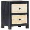 vidaXL Hand Carved Bedside Cabinet Grey 40x30x50 cm Solid Mango Wood