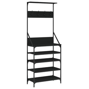 vidaXL Clothes Rack with Shoe Storage Black 70x34x184 cm