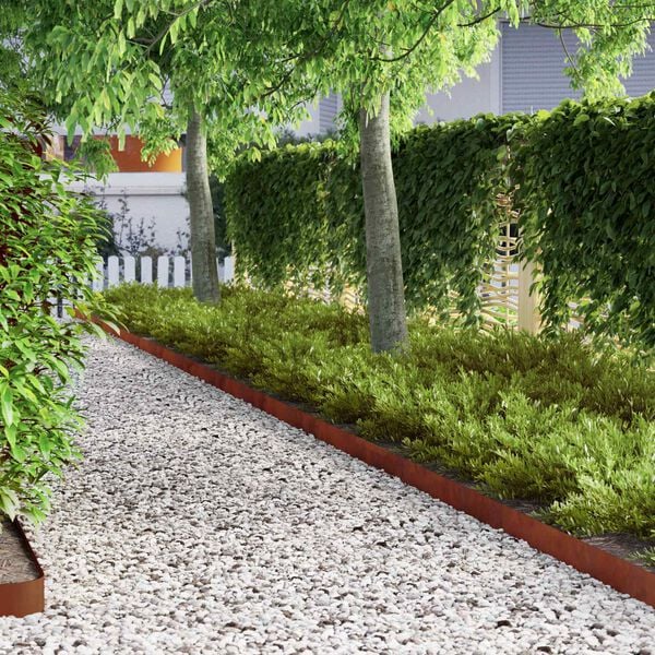 vidaXL Lawn Edging Rusty 450 x 0.05 x 10 cm Weathering Steel