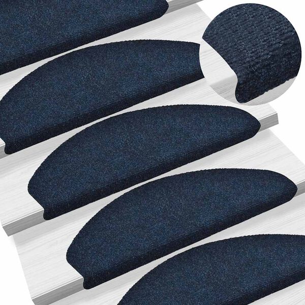 vidaXL Stair Mats Self-adhesive 10 pcs 65x21x4 cm Navy Half Round Large