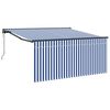 vidaXL Retractable Awning Blue and White 350 x 250 cm