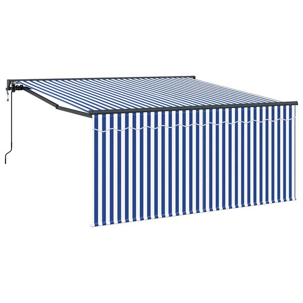 vidaXL Retractable Awning Blue and White 350 x 250 cm