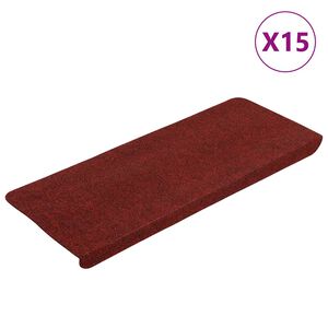 vidaXL Stair Mats Self-adhesive 15 pcs 65x24,5x3,5 cm Red