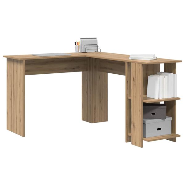 vidaXL Corner Desk with Storage Artisan oak 140 x 113.5 x 75 cm