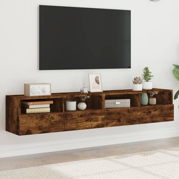vidaXL TV Wall Cabinets 2 pcs Smoked Oak 80x30x30 cm Engineered Wood