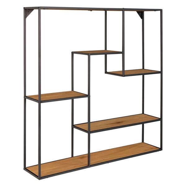 House Nordic Wall Shelf Avery 85x18x85 cm Oak and Black