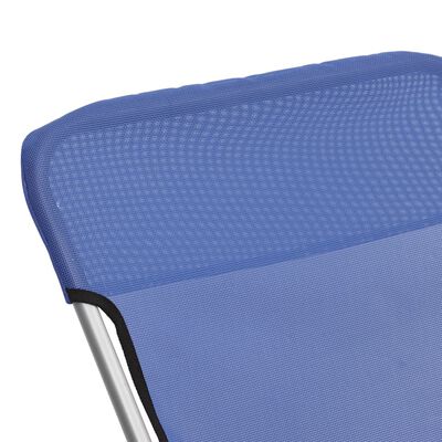 vidaXL Folding Beach Chairs 2 pcs Blue Textilene&Powder-coated Steel