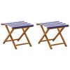 vidaXL Deck Chair 2 pcs Solid Eucalyptus Wood Blue and White