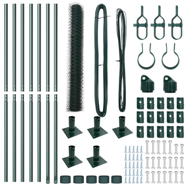 vidaXL Fence Post Green 10 x 1 m (36 mm mesh) Steel and PVC