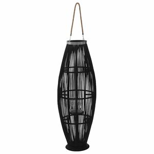 vidaXL Hanging Candle Lantern Holder Bamboo Black 95 cm