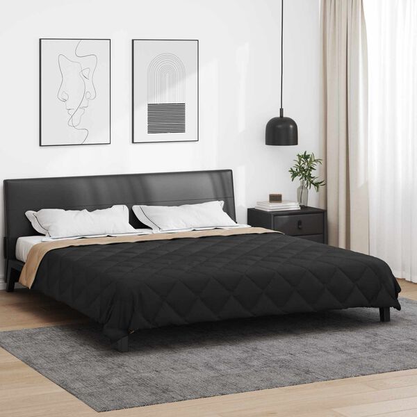 vidaXL Full Year Duvet Black and Taupe 240 x 200 cm Microfiber