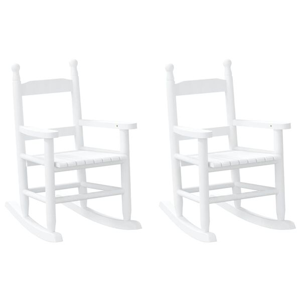 vidaXL Rocking Chairs for Children 2 pcs White Solid Wood Poplar