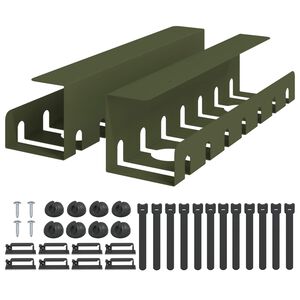 vidaXL Under Desk Cable Management Tray 2 pcs Olive Green