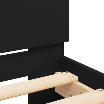 vidaXL Bed Frame with Headboard Black 75x190 cm Small Single Engineered wood