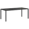 vidaXL Garden Table Black 190x90x75 cm Tempered Glass and Poly Rattan