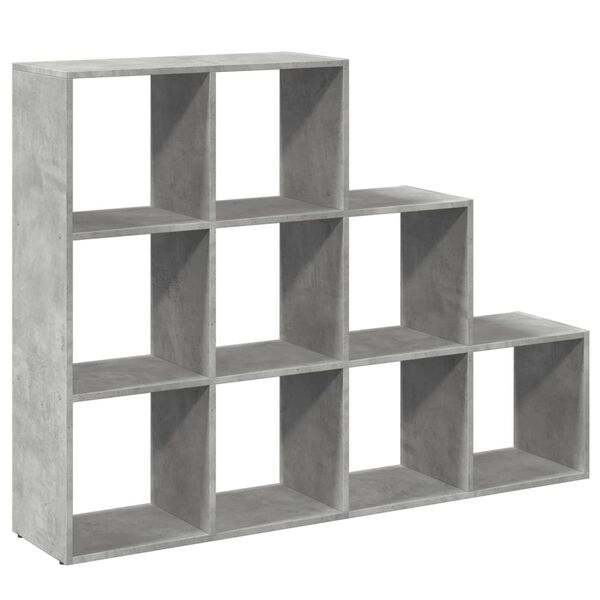 vidaXL Room Divider Bookcase 3-Tier Concrete Grey 137.5x29x103.5 cm Engineered Wood