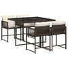 vidaXL 5 Piece Garden Dining Set with Cushions Brown Poly Rattan