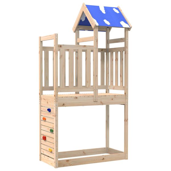 vidaXL Play Tower Brown 110.5 x 52.5 x 215 cm Solid Pine Wood