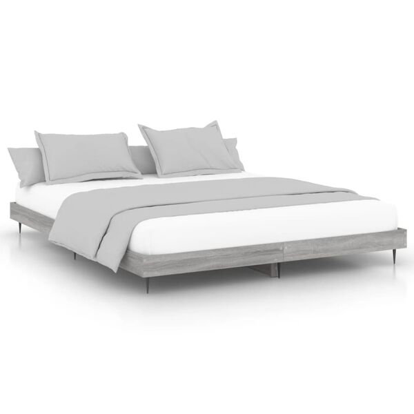 vidaXL Bed Frame without Mattress Grey Sonoma 200x200 cm Engineered Wood