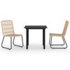 vidaXL 3 Piece Outdoor Dining Set Poly Rattan and Glass