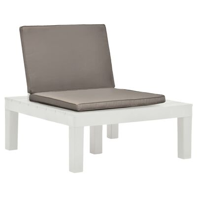 vidaXL Garden Lounge Chairs with Cushions 4 pcs Plastic White