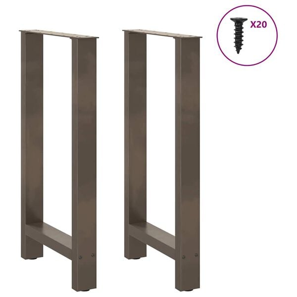 vidaXL Bar Table Legs Natural Steel 2 pcs 40x(90-91) cm Steel