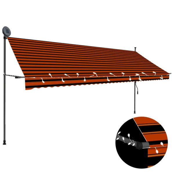 vidaXL Manual Retractable Awning with LED 400 cm Orange and Brown