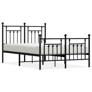 vidaXL Metal Bed Frame without Mattress with Footboard Black 135x190cm