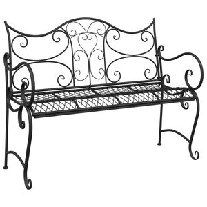 vidaXL Garden Bench 2-Seater 114 x 56.5 x 90 cm Steel Black