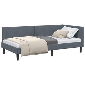 vidaXL Corner Bed Frame with Headboard Dark Grey 80 cm x 200 cm Velvet