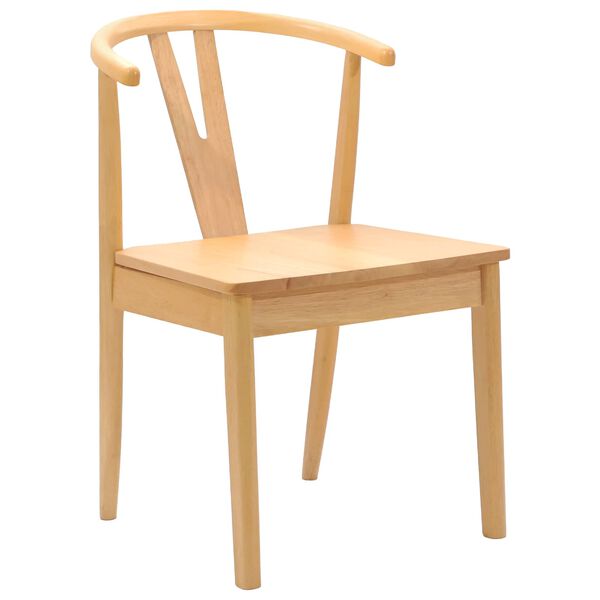 vidaXL Dining Chair 2 pcs Natural Solid Rubber Wood