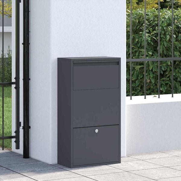 vidaXL Parcel Drop Box with Storage Anthracite 44 x 22 x 82 cm Steel