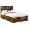 vidaXL Bed Frame with Drawer Smoked Oak 135 x 190 cm Engineer Wood