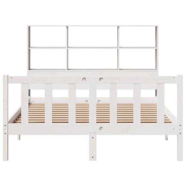 vidaXL Bookcase Bed without Mattress White 120x190 cm Small Double Solid Wood Pine