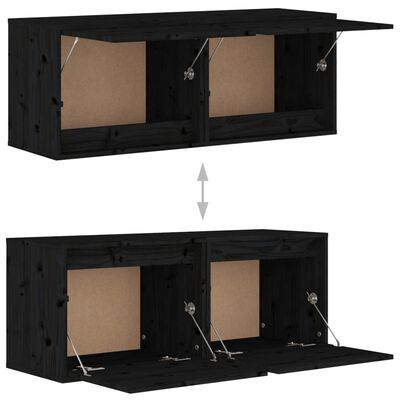 vidaXL Wall Cabinets 2 pcs Black 45x30x35 cm Solid Pinewood