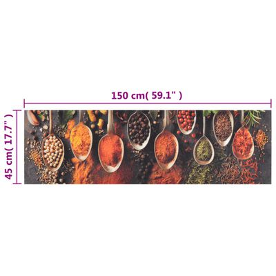 vidaXL Kitchen Rug Washable Spoon & Spices 45x150 cm Velvet