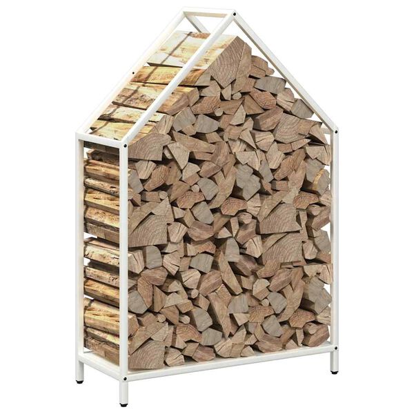 vidaXL Firewood Rack White 60x25x90 cm Cold-rolled steel