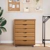 vidaXL Rolling Cabinet with Drawers MOSS Honey Brown Solid Wood Pine