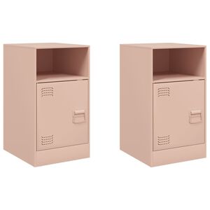 vidaXL Bedside Cabinets 2pcs Pink 34,5x39x62 cm Steel