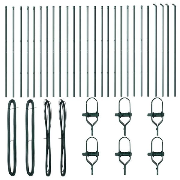 vidaXL Fence Post Other 26 pcs Green 3.2 x 3.2 x 150 cm Steel