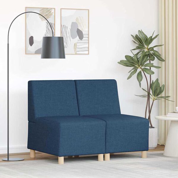 vidaXL Modular Sofa Unit Armless 2 pcs Blue 55 x 74 x 82 cm Fabric