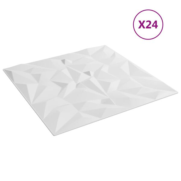 vidaXL Wall Panels 24 pcs White 50x50 cm XPS 6 m&sup2; Amethyst
