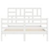 vidaXL Bed Frame without Mattress White Double Solid Wood