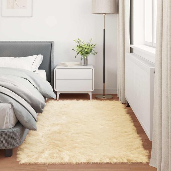 vidaXL Faux Sheepskin Rug Tafalla Cream 80 x 200 cm Polyester