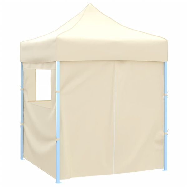 vidaXL Professional Folding Party Tent with 4 Sidewalls 2x2 m Steel Cream