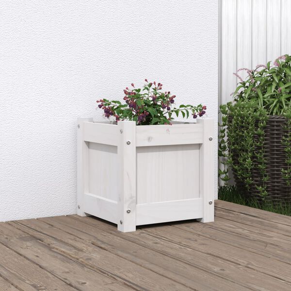 vidaXL Garden Planter White 31x31x31 cm Solid Wood Pine