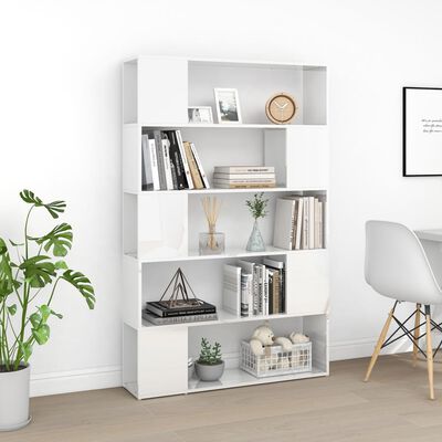 vidaXL Book Cabinet Room Divider High Gloss White Engineered Wood